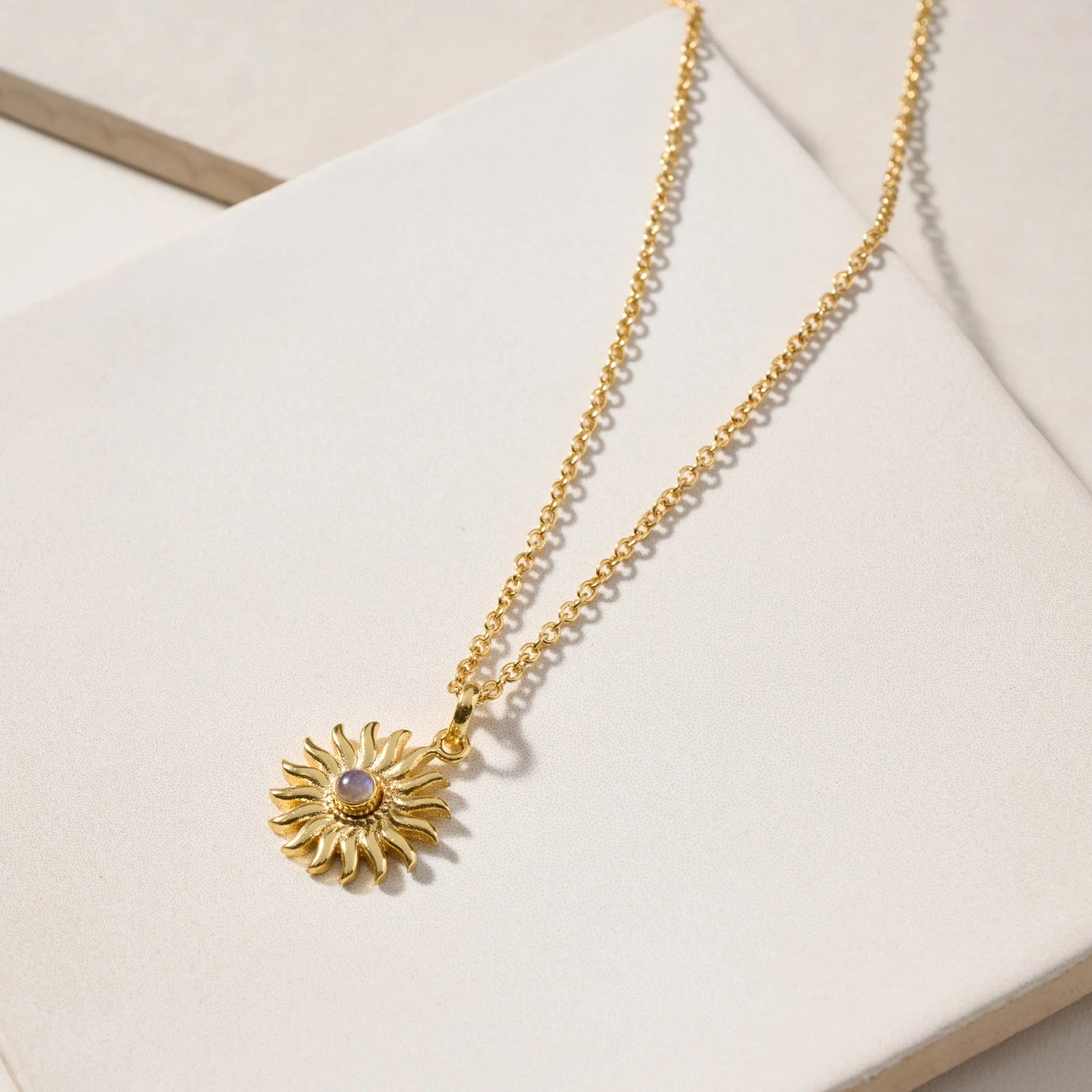 Sunburst Moonstone Pendant Necklace