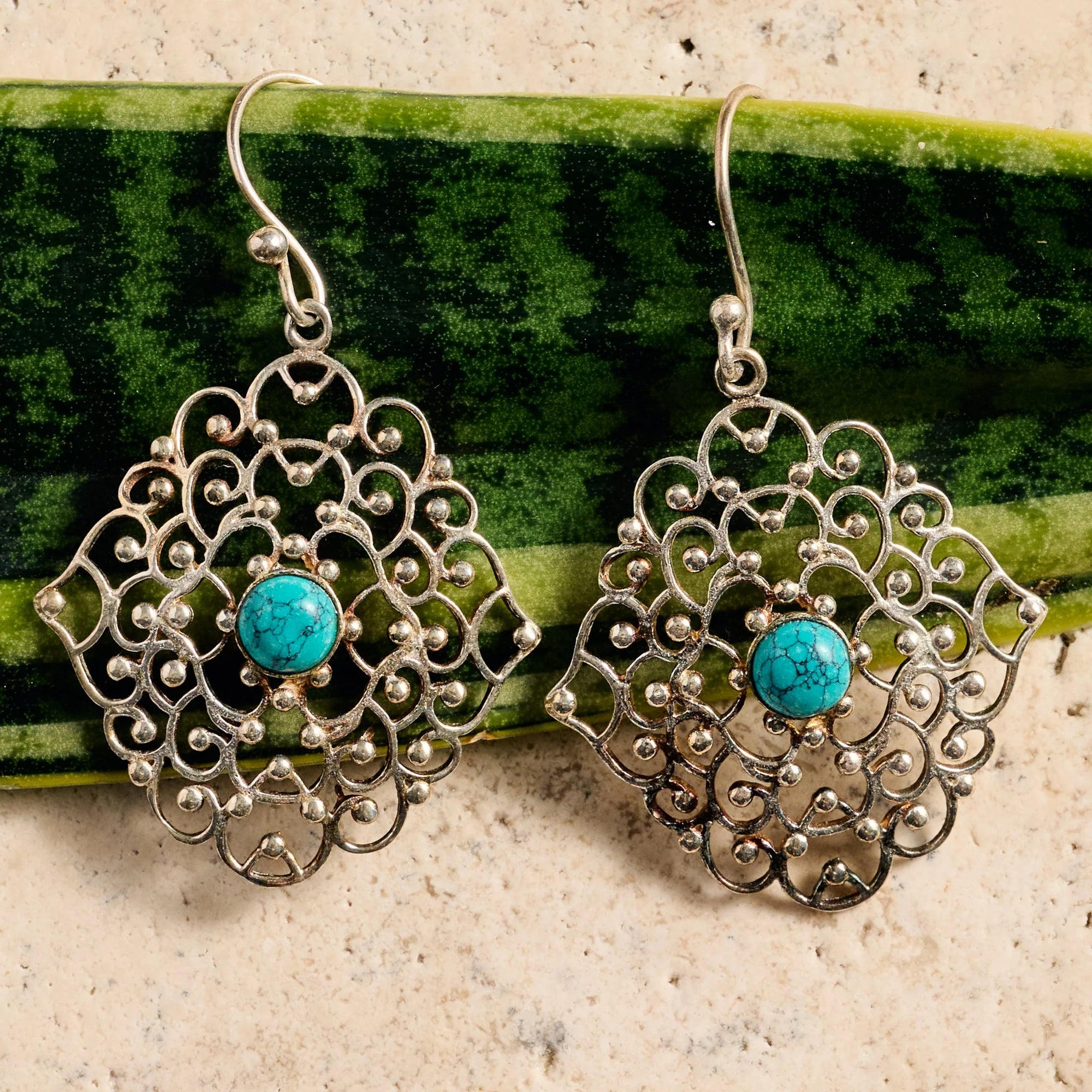 Filigree Earrings with Turquoise