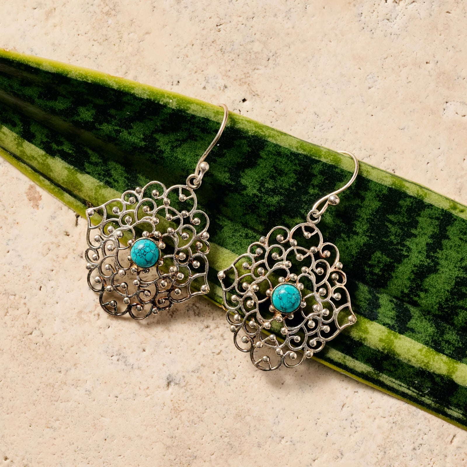 Filigree Earrings with Turquoise