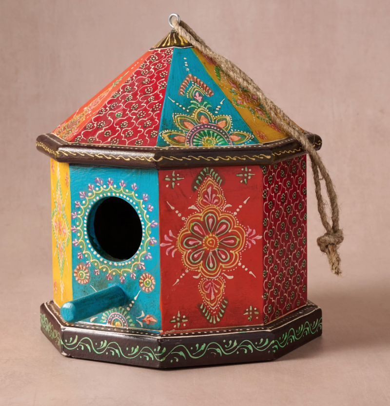 Hand-Painted Octagonal Birdhouse