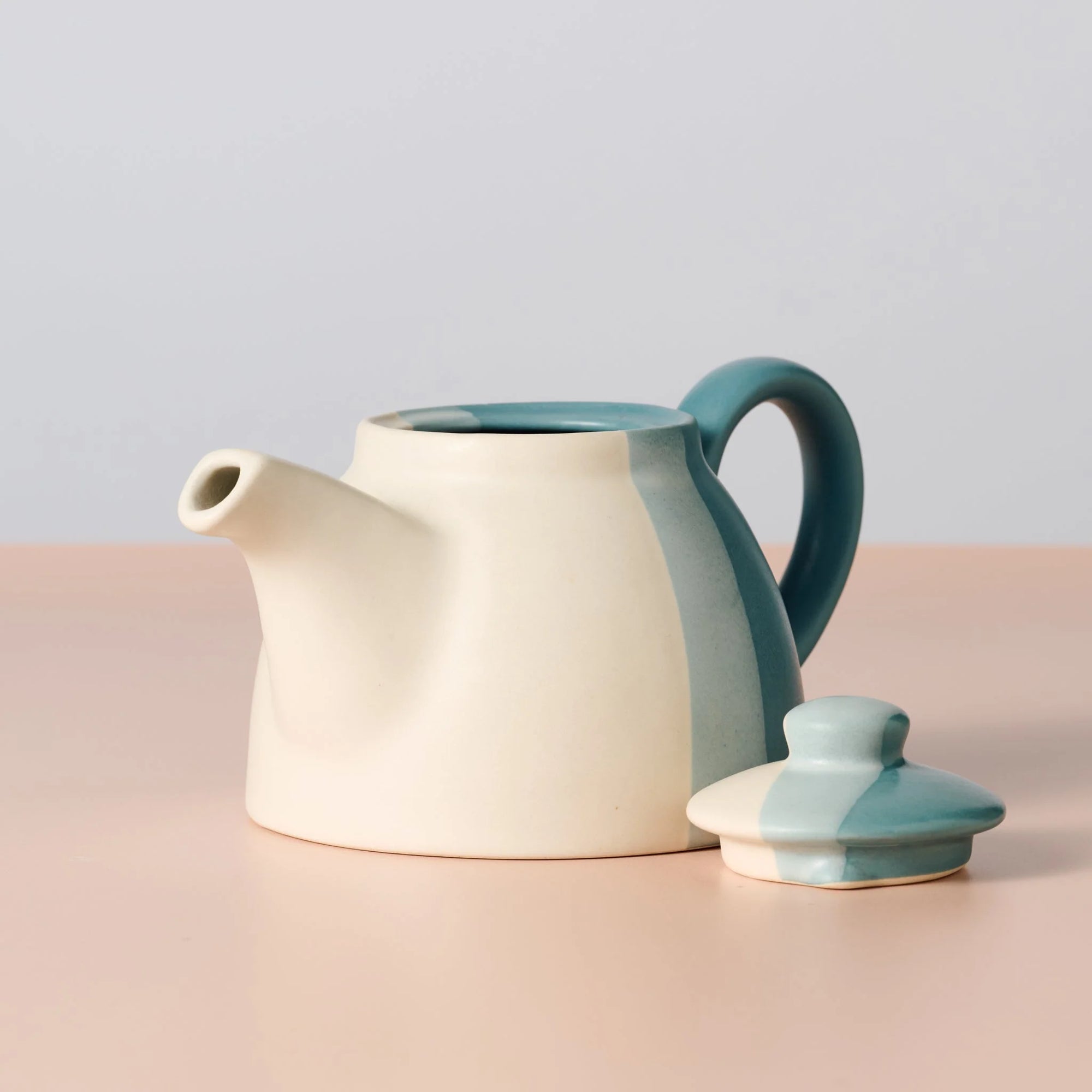 Blue &amp; White Stripe Ceramic Teapot