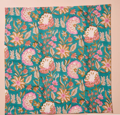 Blue & Pink Floral Cotton Napkin (20" Sq)