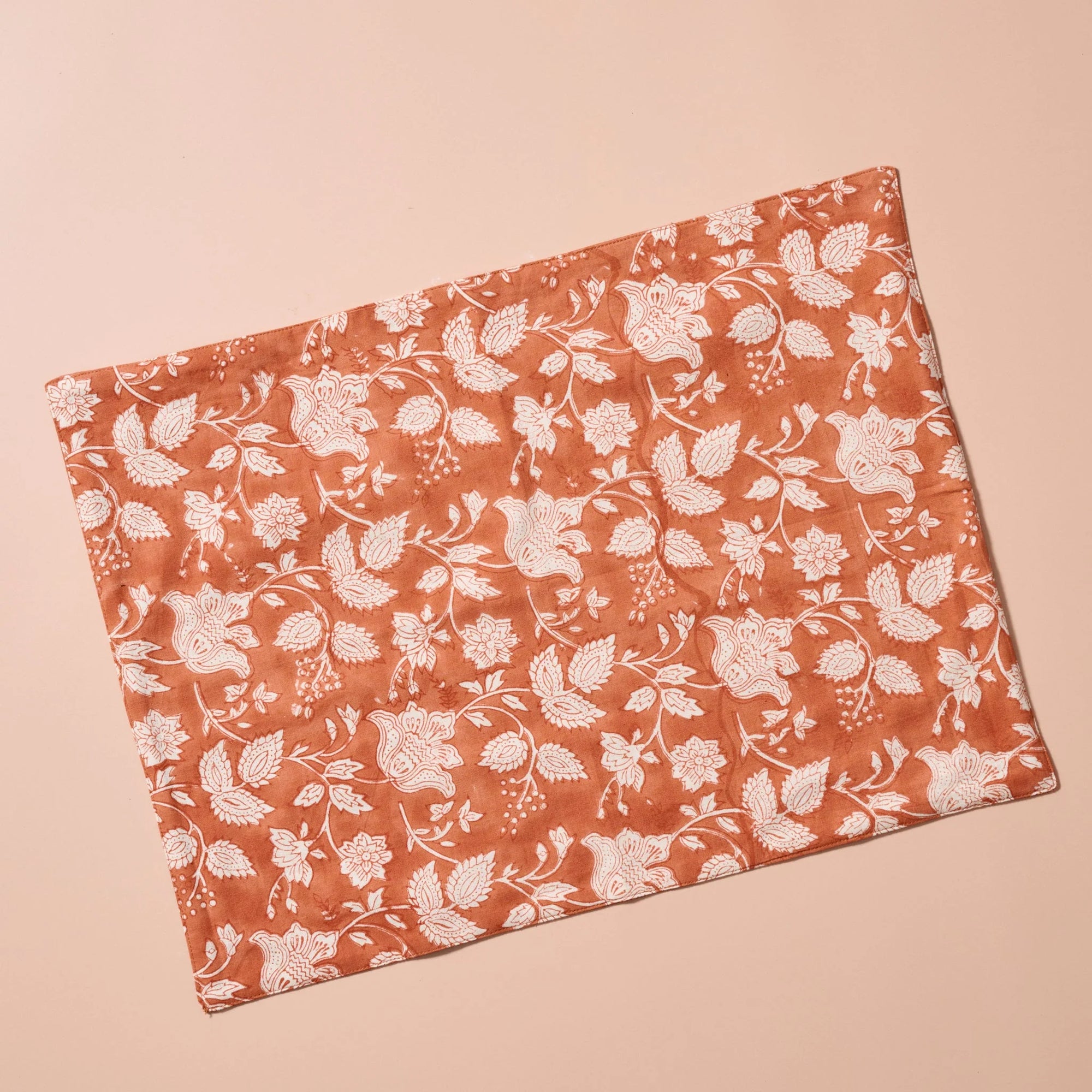 Salmon Floral Block Print Placemat
