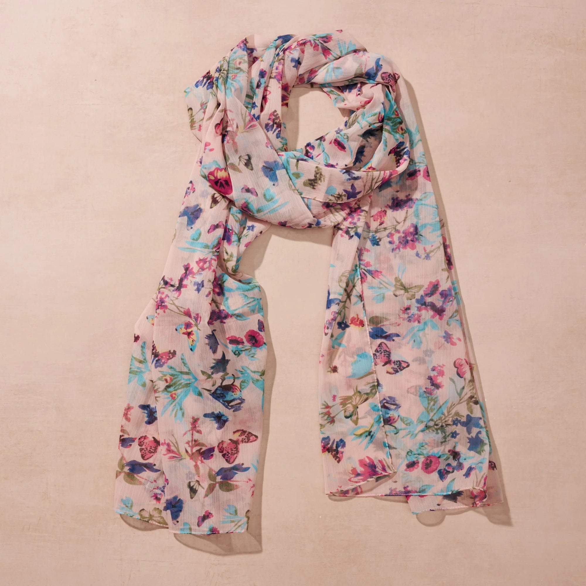 Floral Butterfly Chiffon Scarf