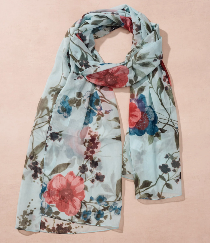 Floral Leaf Chiffon Scarf