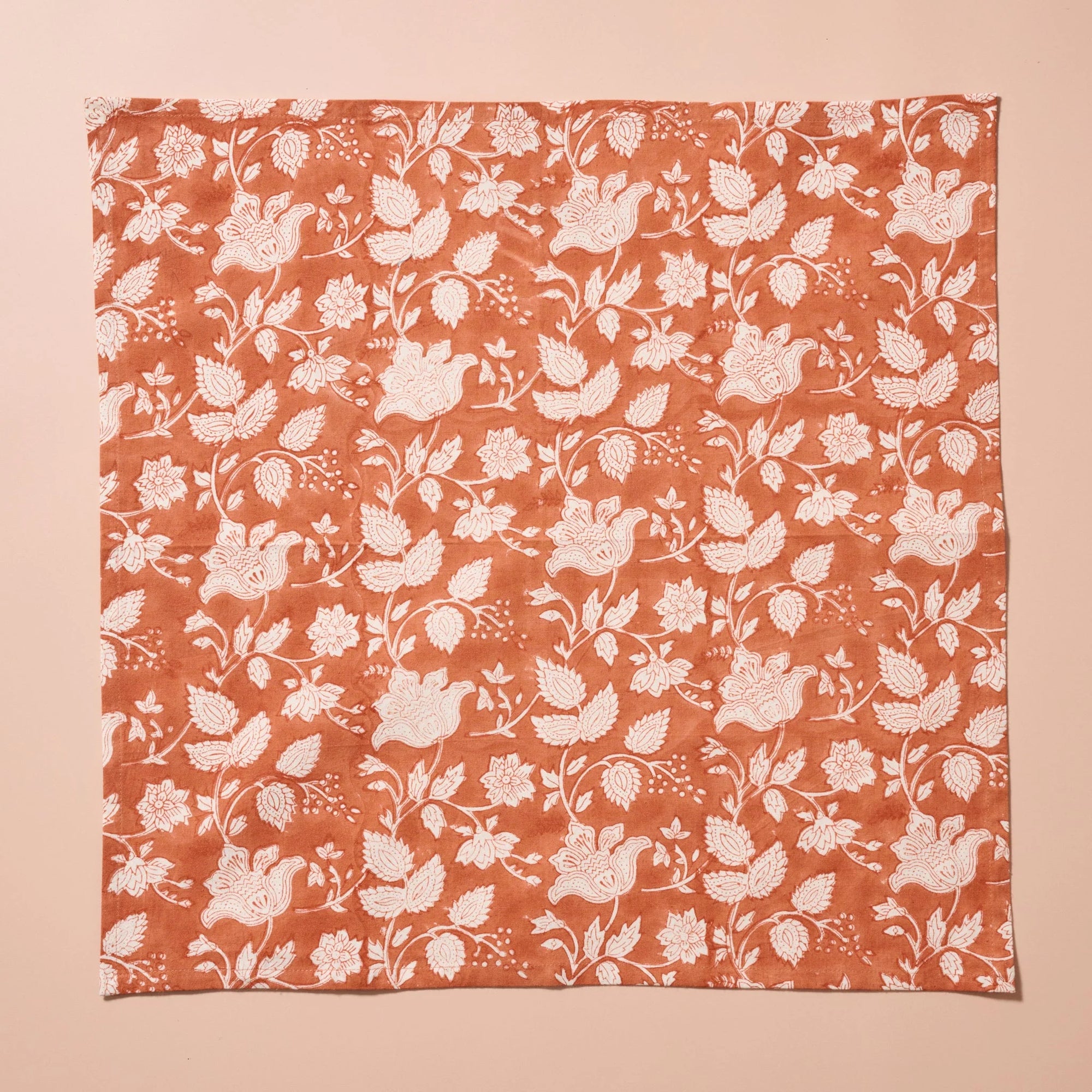 Salmon Floral Block Print Napkin