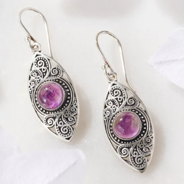 Amethyst Ellipse Earrings