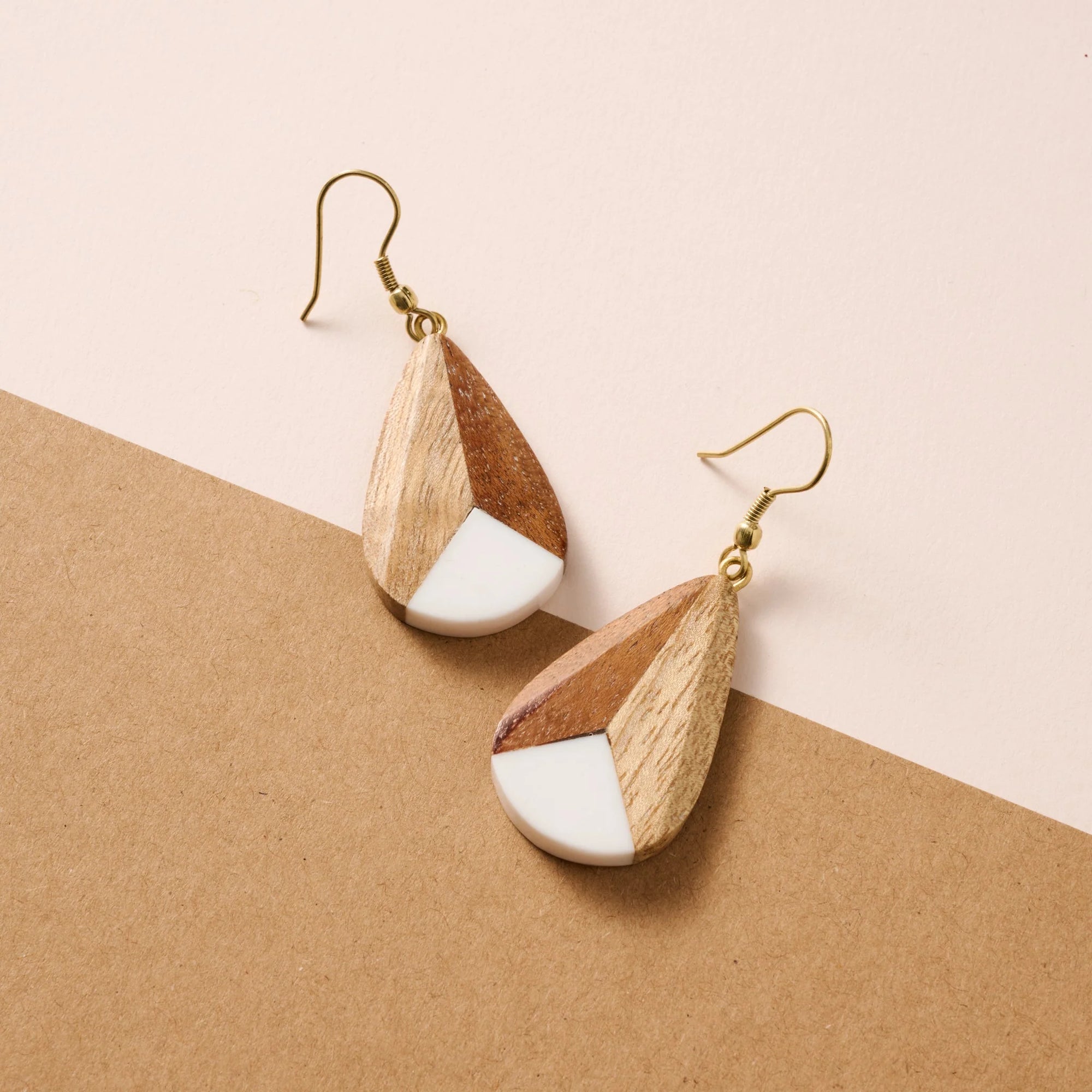 Multi-Color Wood & Resin Earrings