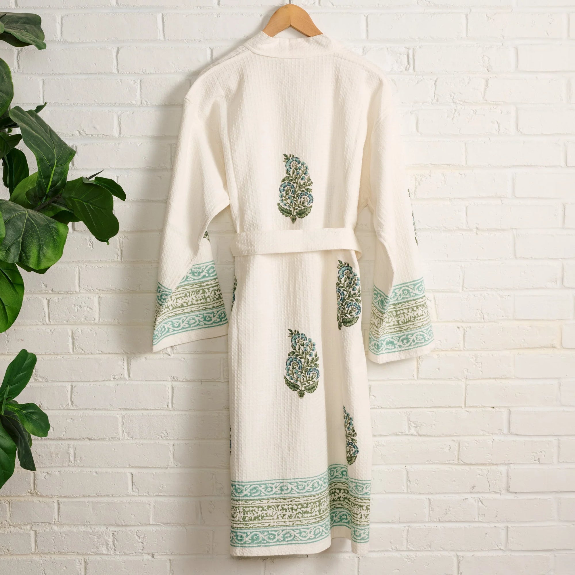 Blockprint Waffle Weave Robe
