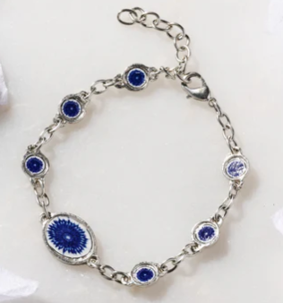 Blue Floral Iron Bracelet