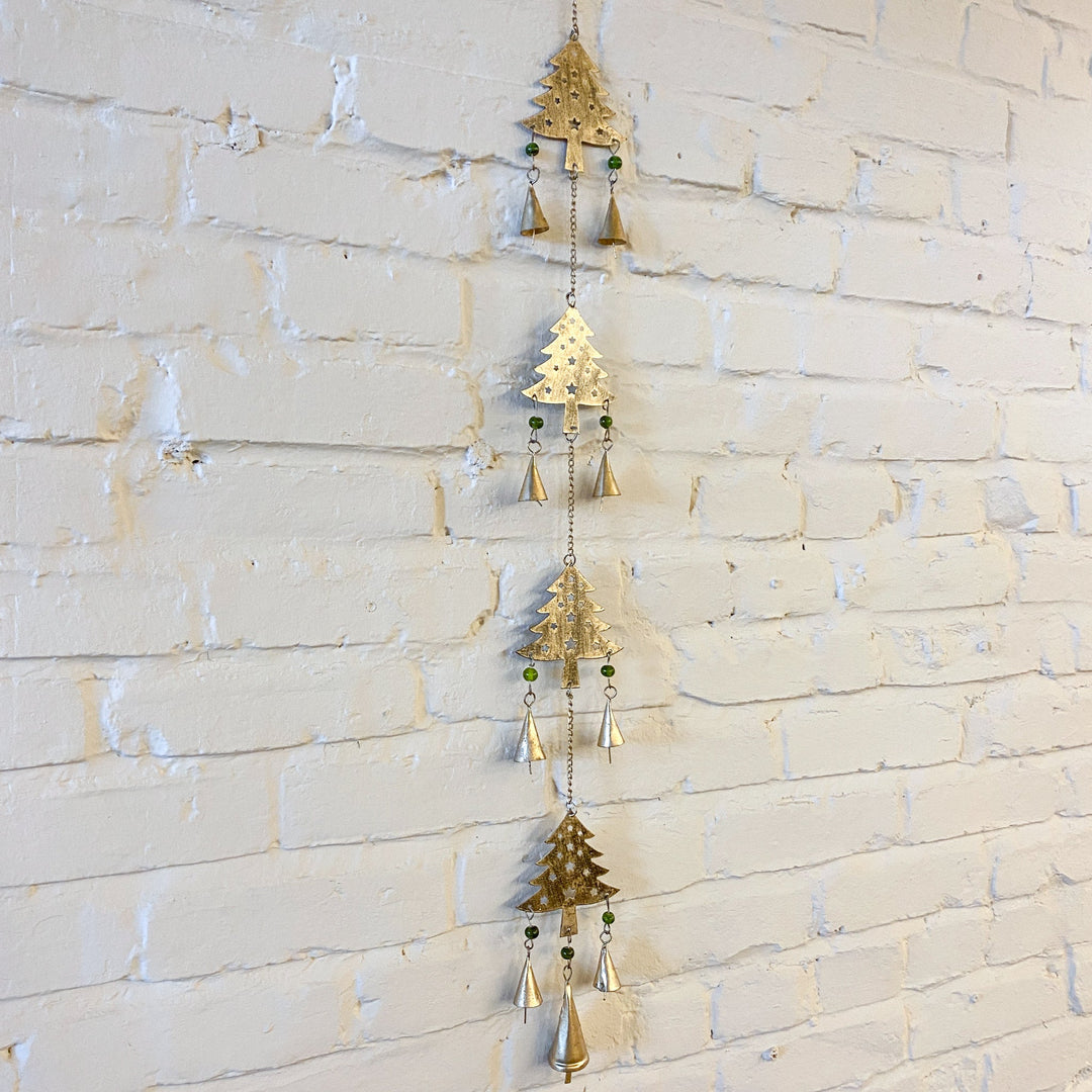 Recycled Iron And Glass Four Trees Chime (35&quot; L)