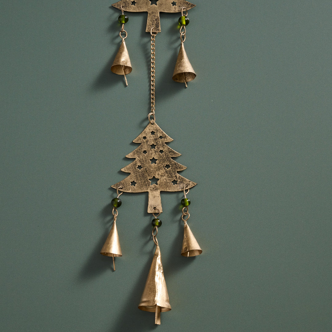 Recycled Iron And Glass Four Trees Chime (35" L)