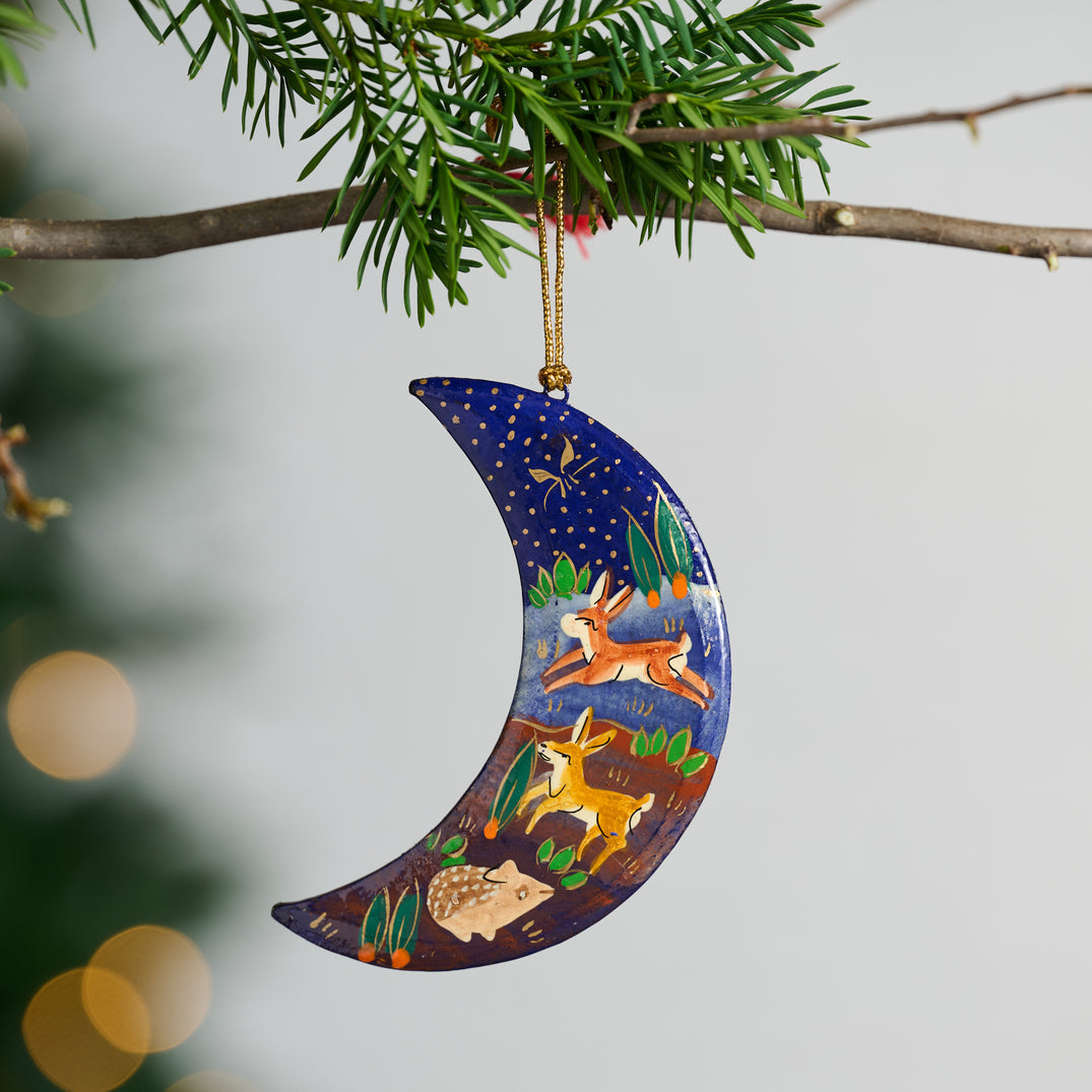 Blue Moon Paper Mache Ornament (4&quot; H)