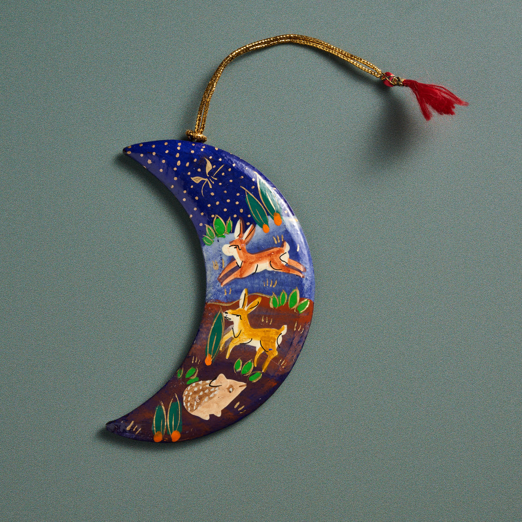 Blue Moon Paper Mache Ornament (4&quot; H)
