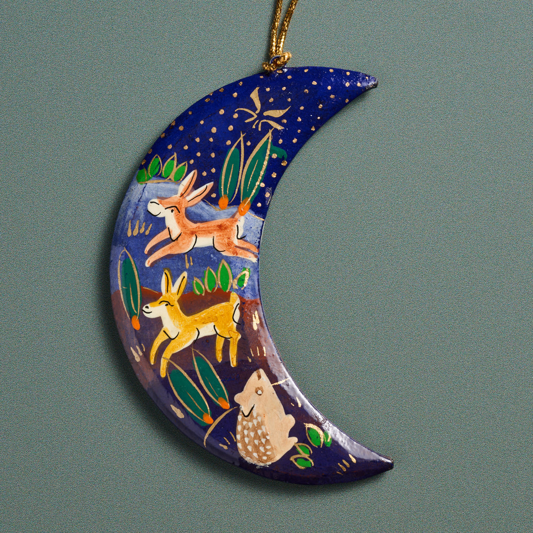 Blue Moon Paper Mache Ornament (4&quot; H)