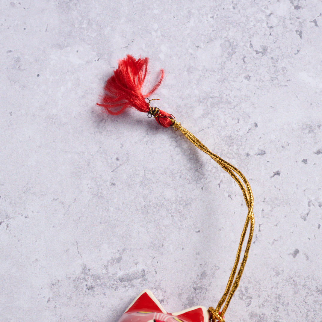 Red Paper Mache Cat Ornament (2&quot; W)