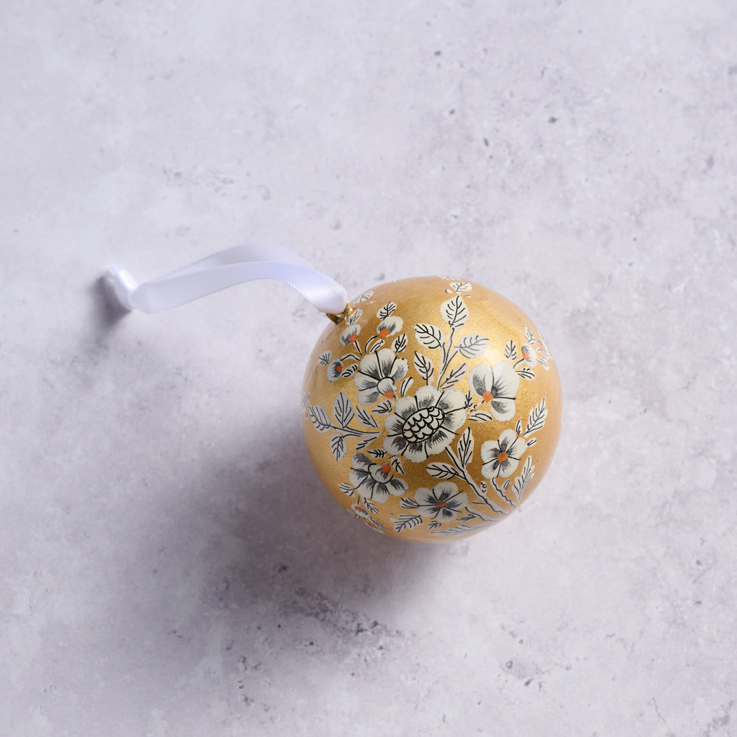 Gold Paper Mache Ball Ornament (2.5&quot; D)