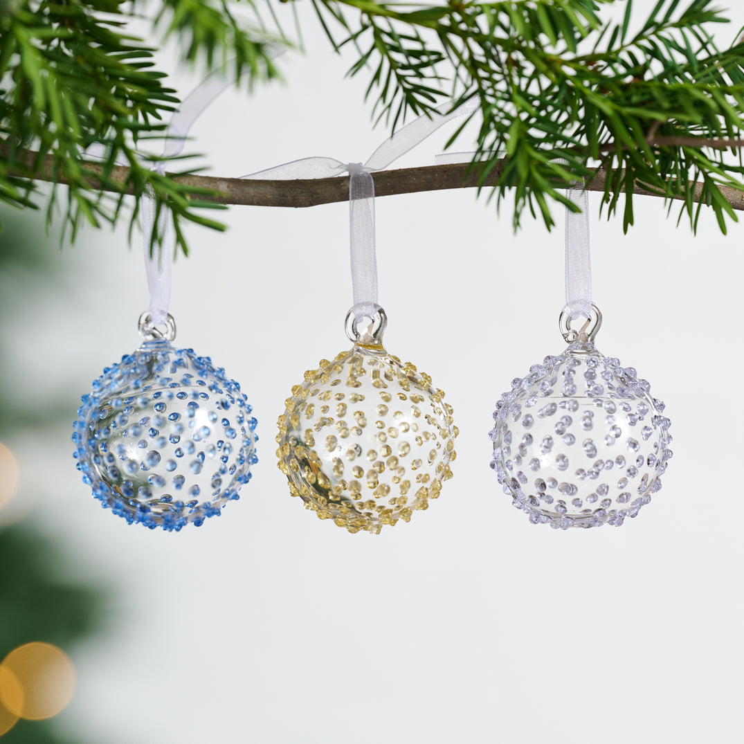 Blown Glass Ball Ornament (2" D) - Assorted