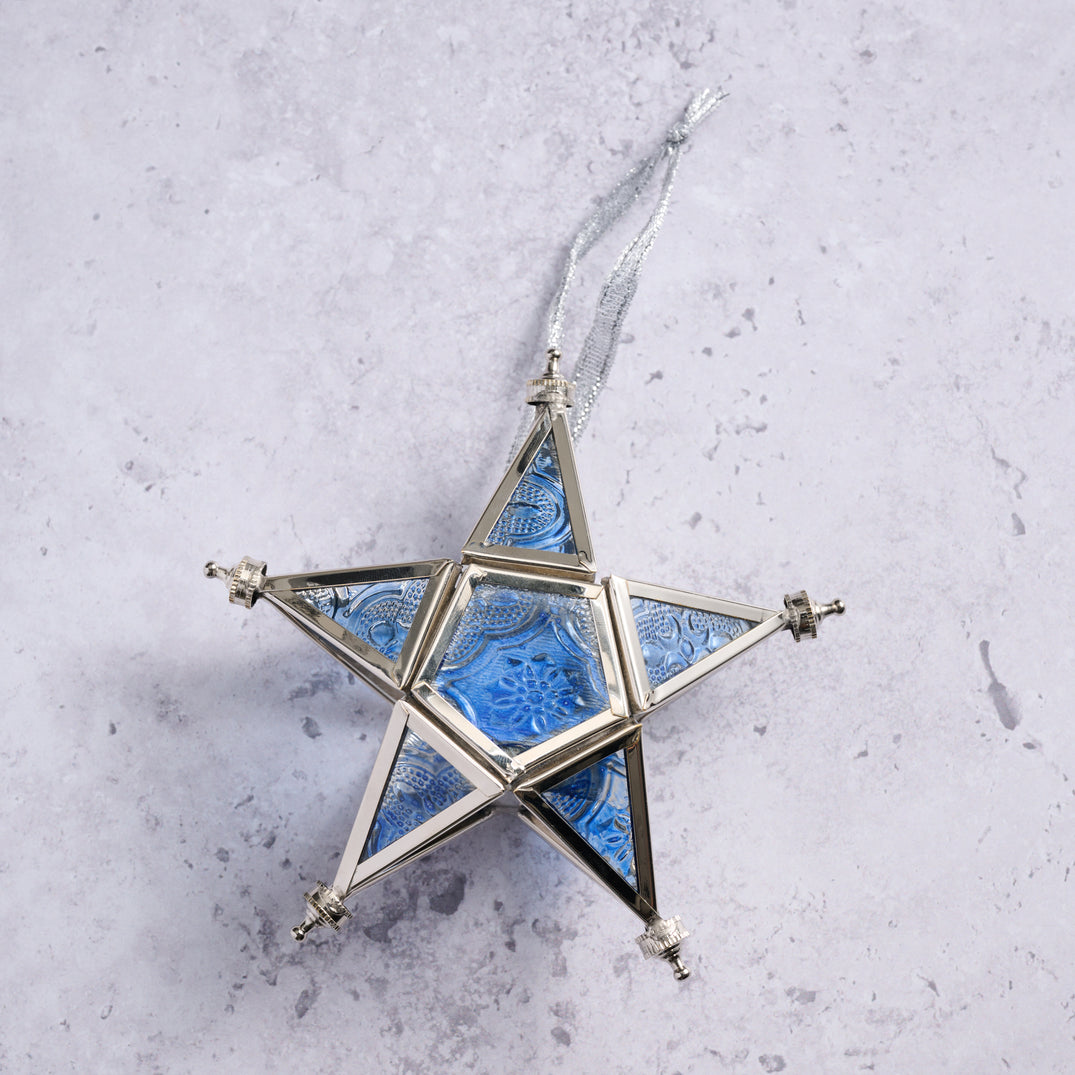 Glass Star Candleholder Ornament (5&quot; L)