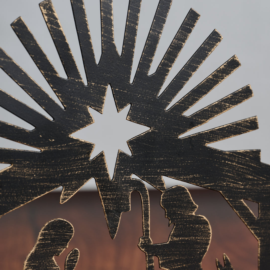 Iron Nativity Candleholder (12&quot; W X 9&quot; H)