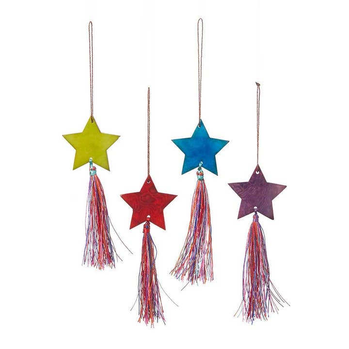 Assorted Tagua Star Ornament With Tassel