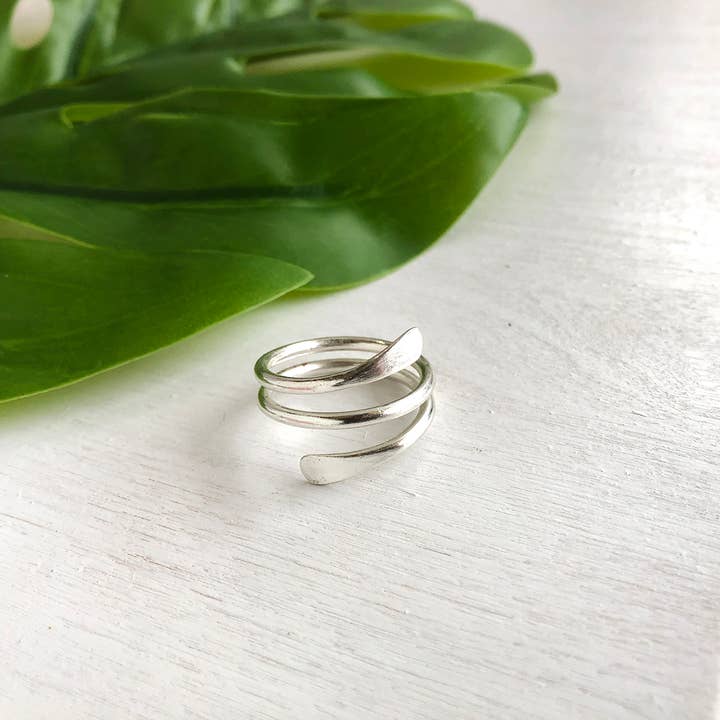 Silver-Plated Coiled Wrap Ring
