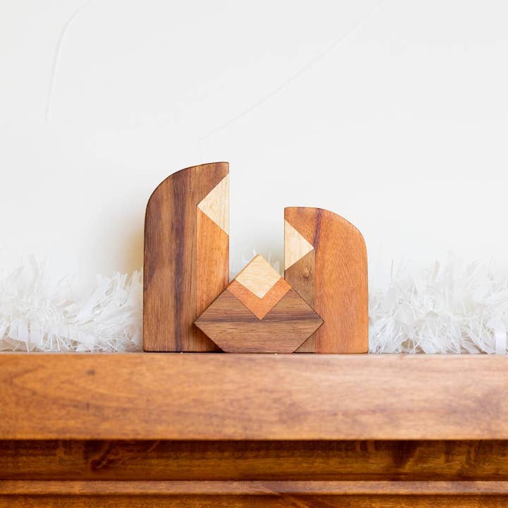 Modern Wood Nativity - Set of 3