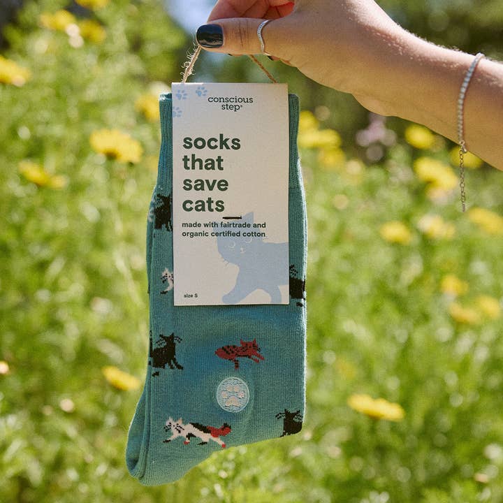 Teal Save Cats Socks