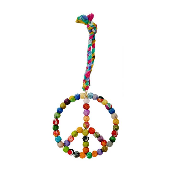 Kantha Peace Sign Ornament