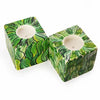 Green Leaf Kisii Stone Cube Candleholder