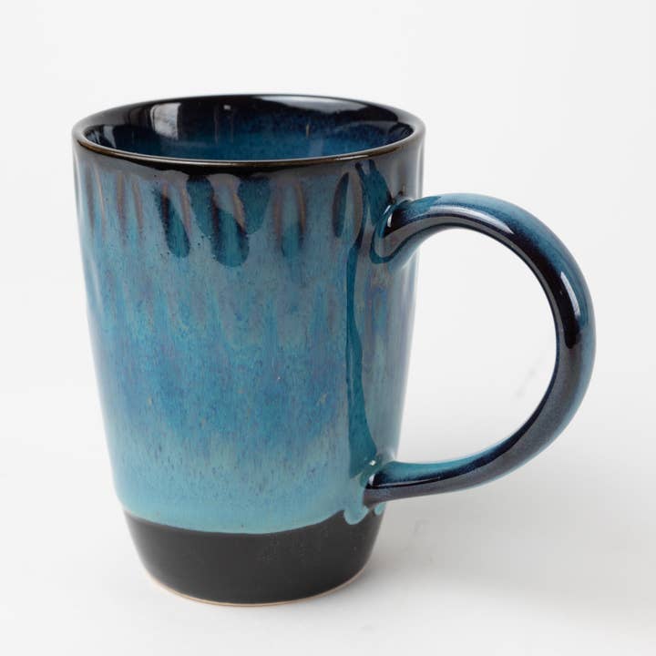 Blue/Black Drip Ceramic Ombre Mug (3.5&quot; D X 5&quot; H)