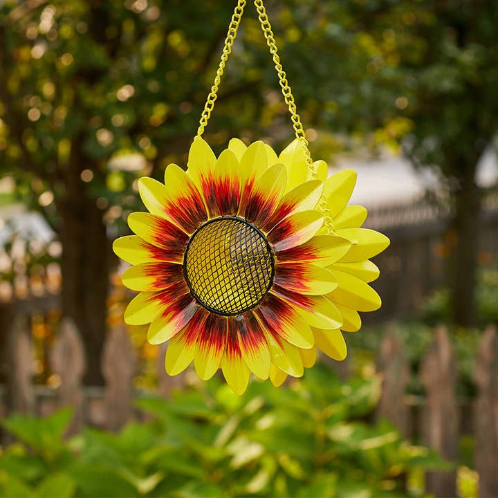 Sunflower Painted Metal Birdfeeder