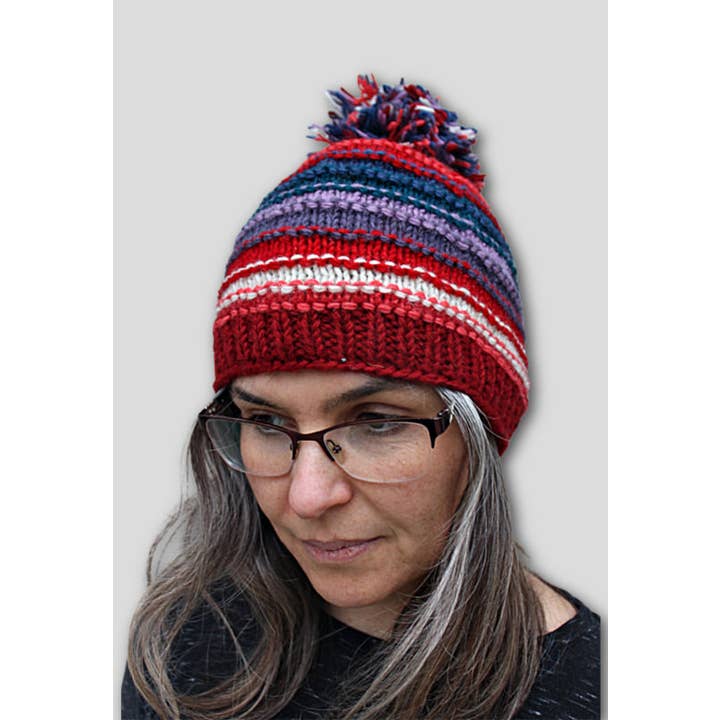 Multicolor Striped Wool Hat - Assorted