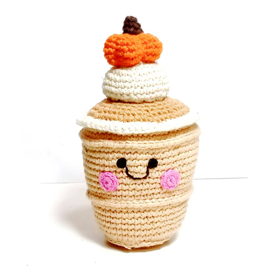 Pumpkin Spice Latte Baby Rattle - Handmade &amp; Fair Trade
