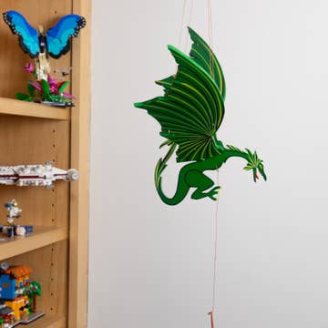 Green Handpainted Dragon Mobile (6&quot; H)