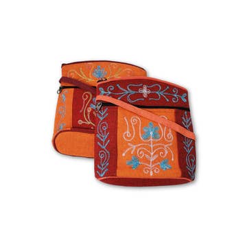 Jari Embroidered Oval Bottom Bag