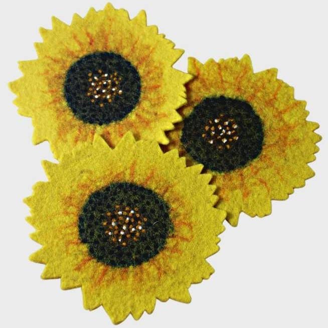 Sunflower Felt Trivet (8" D)