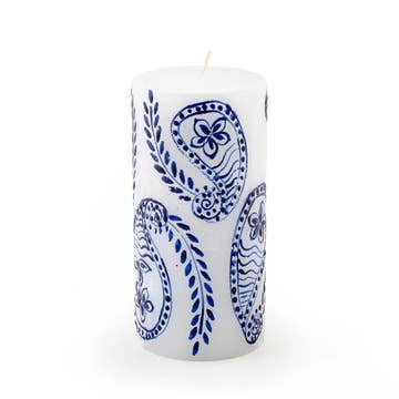 Blue/White Taper Candle - Set of 2