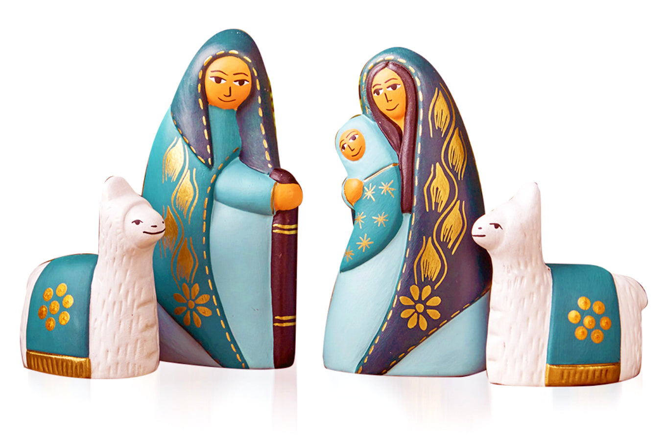 Tranquil Teal Ceramic Nativity