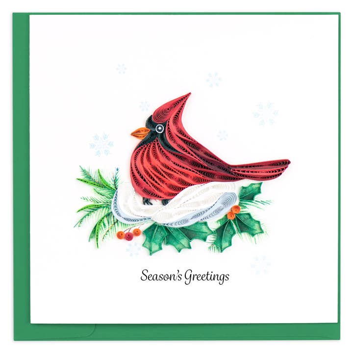 Snowy Cardinal Quilled Card