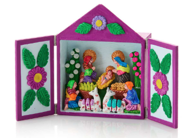 Folk Art Retablo Nativity (5.5" H x 4" W)