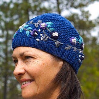 Embroidered Flower Cotton Lined Hat