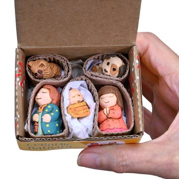 Petite Painted Ceramic Cozy Nativity - Set of 6