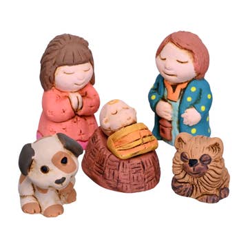 Petite Painted Ceramic Cozy Nativity - Set of 6