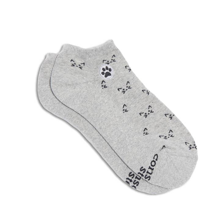 Grey Save Cats Footie Socks