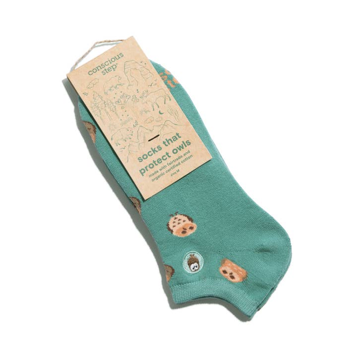 Green Protect Owls Footie Socks
