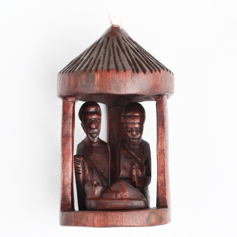 Nativity Hut Ornament - Mahogany Finish