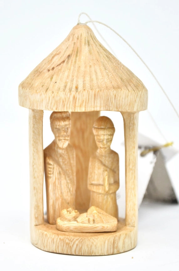 Nativity Hut Ornament - Beeswax Finish