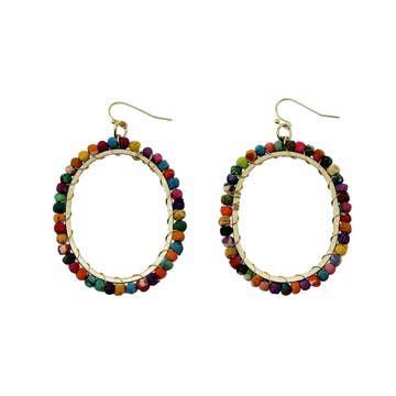 Kantha/Gold Milieu Hoop Earrings