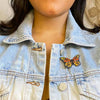 Gourd/Fabric/Crystal Monarch Butterfly Pin (3&quot; L)